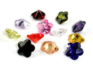 CZ beads, 10x10mm Faceted Flower-Cubic Zirconia-BeadDirect