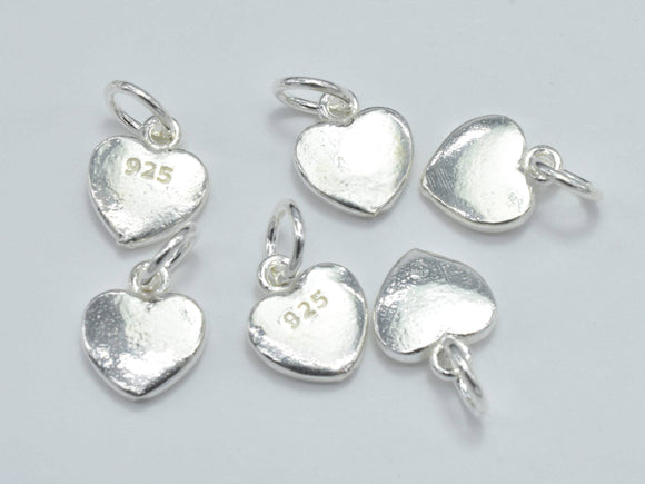 4pcs 925 Sterling Silver Charm, Heart Charm, 7x8mm-Metal Findings & Charms-BeadDirect