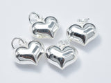1pcs 925 Sterling Silver Charm, Heart Charm, 12x10mm-Metal Findings & Charms-BeadDirect