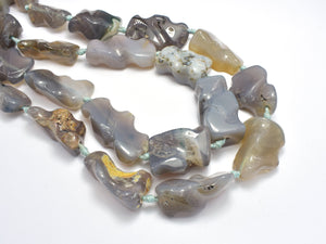 Gray Agate Beads, Approx. (16-19)x(31-40)mm, Nugget Beads-BeadDirect