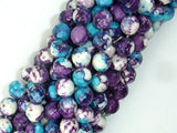 Rain Flower Stone Beads, Blue, Purple, 8mm Faceted Round Beads-Gems: Round & Faceted-BeadDirect