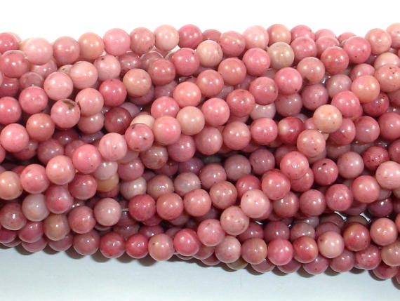 Rhodonite Beads, Pink Rhodonite, 4mm (4.6mm) Round-Gems: Round & Faceted-BeadDirect