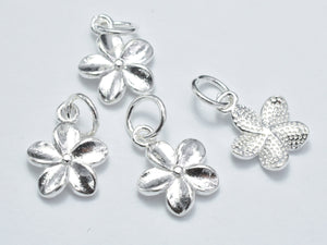 2pcs 925 Sterling Silver Charm, Flower Charm, 10mm-Metal Findings & Charms-BeadDirect