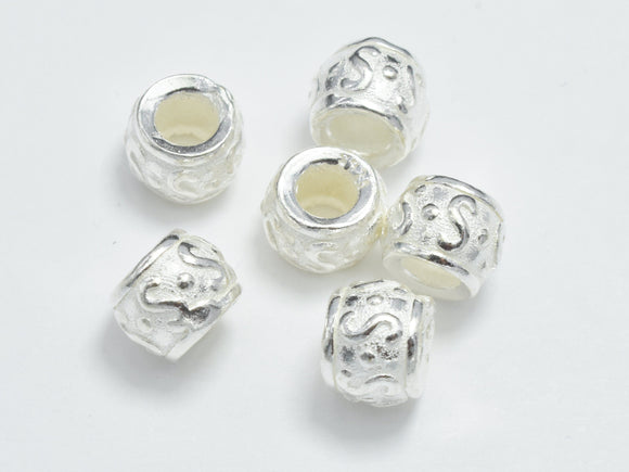4pcs 925 Sterling Silver Beads, Drum Beads, Big Hole Spacer Beads, 5.8x4.3mm-BeadDirect