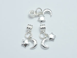 1pc 925 Sterling Silver Charms, Connector, Moon and Star Charms, Moon 7mm, Star 6mm-BeadDirect