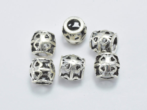 2pcs 925 Sterling Silver Beads-Antique Silver, Filigree Drum Beads, Big Hole Spacer Beads, 7.5x6.8mm-Metal Findings & Charms-BeadDirect