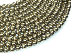 Hematite Beads-Light Gold, 8mm Round Beads-BeadDirect