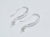4pcs 925 Sterling Silver Ear Wires, Earring Hook, Fishhook, 10x20mm-Metal Findings & Charms-BeadDirect