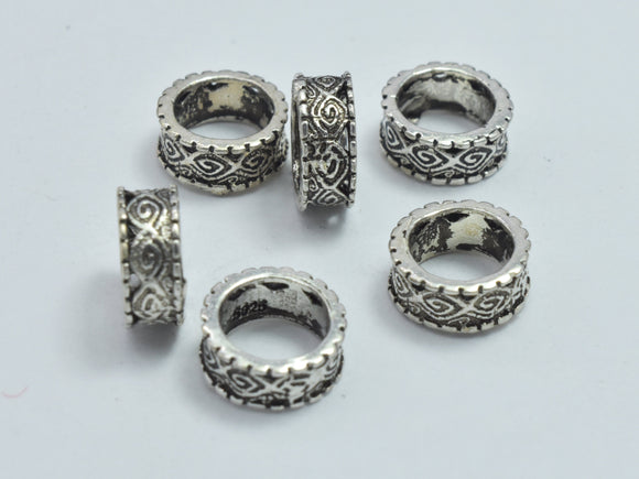 4pcs 925 Sterling Silver Beads-Antique Silver, 7x3mm, Tube Beads, Big Hole Beads-BeadDirect