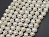 Fresh Water Pearl Beads, White, 9-10mm Potato Beads-Pearls & Glass-BeadDirect