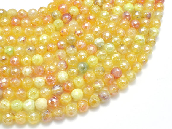 Mystic Coated Fire Agate- Yellow, 6mm, Faceted-BeadDirect