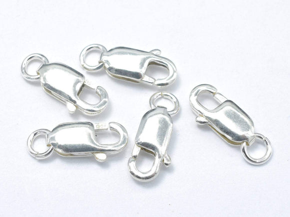 925 Sterling Silver Lobster Clasp, 4x10mm, With Close Jump Ring, 4pcs-Metal Findings & Charms-BeadDirect