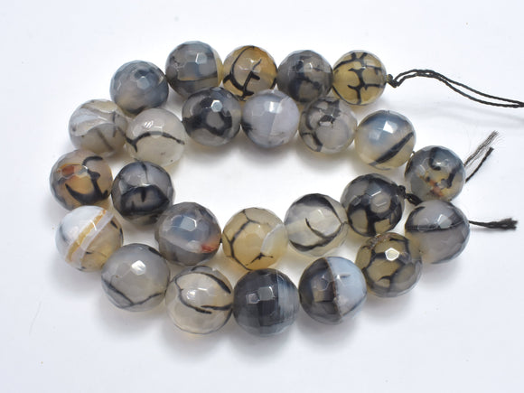 Dragon Vein Agate Beads, 16mm Faceted Round Beads-BeadDirect