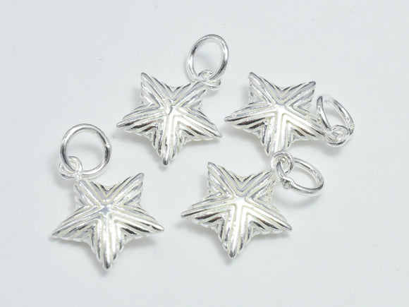 2pcs 925 Sterling Silver Charms, Star Charms, 12mm-BeadDirect