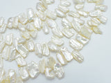 Fresh Water Pearl Beads, White with AB, Top drilled, Keshi, (5-8)x(8-12)mm-Pearls & Glass-BeadDirect