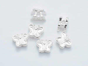 4pcs 925 Sterling Silver Beads, Butterfly Beads, 6.5x5mm Beads-Metal Findings & Charms-BeadDirect