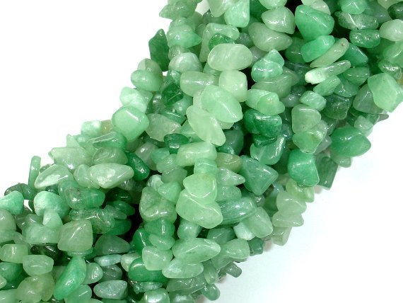 Green Aventurine, 4-9 mm Chips Beads, Long Strand-BeadDirect