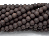 Matte Black Sandalwood Beads, 6mm(6.3mm) Round-Wood-BeadDirect