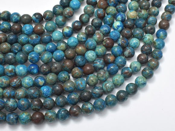 Blue Calsilica Jasper Beads, 6mm (6.7mm) Round Beads-BeadDirect