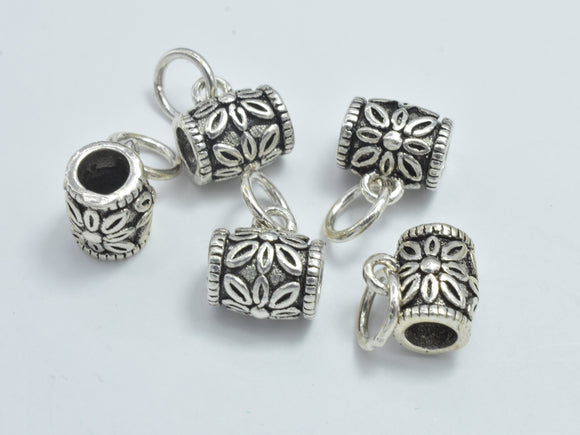 2pcs 925 Sterling Silver Bead Connector-Antique Silver, Round Tube, 7.5x6mm-Metal Findings & Charms-BeadDirect