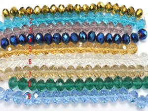 Crystal Glass Beads, 9x12mm Faceted Rondelle Beads, 6 Inch-Pearls & Glass-BeadDirect