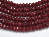 Jade -Ruby 3x4mm Faceted Rondelle, 14 Inch-BeadDirect