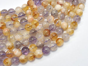 Amethyst, Citrine, 8mm Round Beads, 15 Inch-BeadDirect