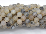 Matte Dragon Vein Agate Beads, Black & White, 8mm Round Beads-Agate: Round & Faceted-BeadDirect