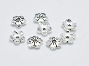 30pcs 925 Sterling Silver Bead Caps-Antique Silver, 3.8x1.1mm Flower Bead Caps-Metal Findings & Charms-BeadDirect