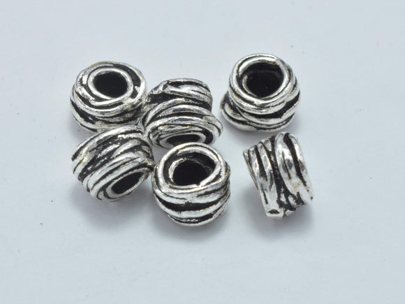 2pcs 925 Sterling Silver Beads-Antique Silver, 6x4mm Tube Beads-Metal Findings & Charms-BeadDirect