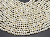 Fresh Water Pearl Beads-White, Potato, Approx. 4-5mm-Pearls & Glass-BeadDirect