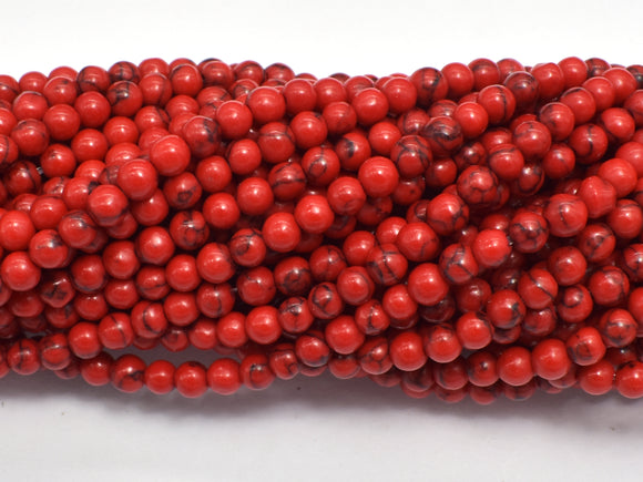 Red Howlite Beads, 4mm Round Beads-BeadDirect