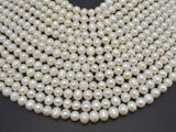 Fresh Water Pearl Beads, White, 9-10mm Potato Beads-Pearls & Glass-BeadDirect