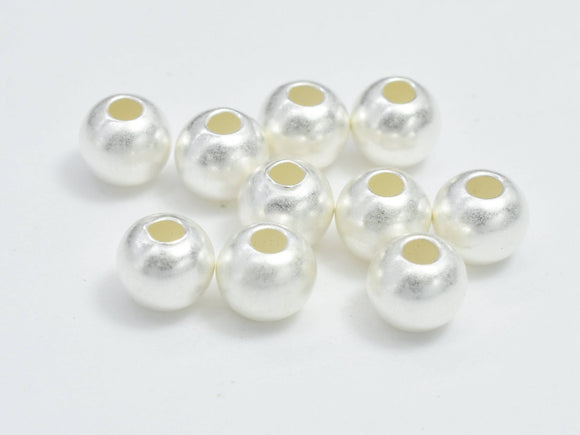 15pcs Matte 925 Sterling Silver Beads, 4mm Round Beads-Metal Findings & Charms-BeadDirect