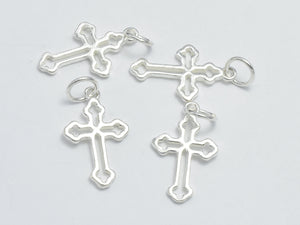 2pcs 925 Sterling Silver Charms, Cross Charms, 11x18mm-BeadDirect