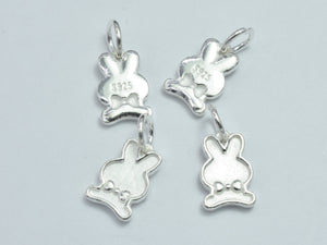 2pcs 925 Sterling Silver Charms, Bunny Charm, Rabbit Charm, 10x7.5mm-BeadDirect