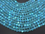 Matte Mystic Aura Quartz-Aqua Blue, 8mm (8.5mm) Round-Gems: Round & Faceted-BeadDirect