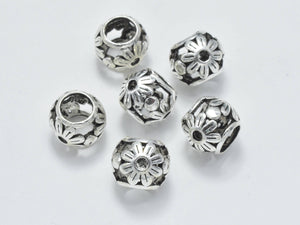 2pcs 925 Sterling Silver Beads-Antique Silver, Big Hole Filigree Beads, Spacer Beads-Metal Findings & Charms-BeadDirect