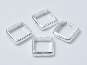 4pcs 925 Sterling Silver Square Bead Frames, 9.5mm-Metal Findings & Charms-BeadDirect