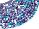 Rain Flower Stone Beads, Blue, Purple, 6mm Faceted Round-Gems: Round & Faceted-BeadDirect