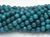 Jade Beads, Peacock Green, 8mm Faceted Round-Gems: Round & Faceted-BeadDirect