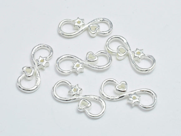 4pcs 925 Sterling Silver Connector, S Hook 16x6.5mm-Metal Findings & Charms-BeadDirect