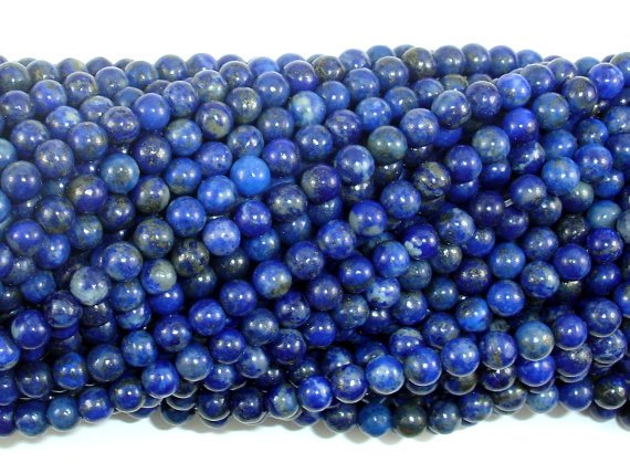 Natural Lapis Lazuli, 4mm Round Beads-Gems: Round & Faceted-BeadDirect