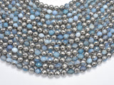 Mystic Coated Banded Agate - Blue & Silver, 8mm, Faceted-BeadDirect