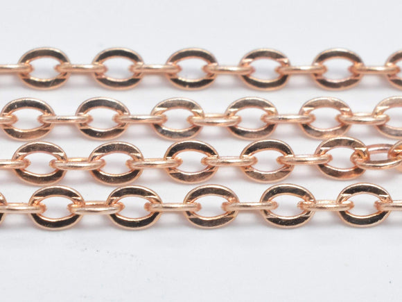 1foot Rose Gold Vermeil Oval Chain, 925 Sterling Silver Chain, Oval Chain, Jewelry Chain, 1.5x2mm-Metal Findings & Charms-BeadDirect
