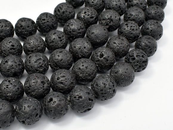Black Lava Beads, 14mm Round Beads-Gems: Round & Faceted-BeadDirect