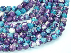 Rain Flower Stone Beads, Blue, Purple, 8mm Round Beads-Gems: Round & Faceted-BeadDirect