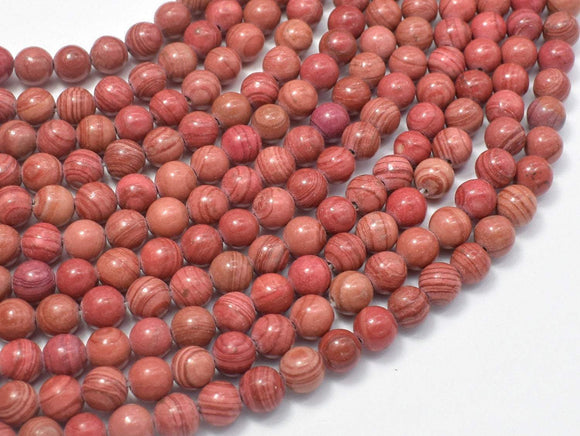 Pink Banded Jasper, 6mm Round Beads-Gems: Round & Faceted-BeadDirect