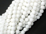 Matte White Jade Beads, 6mm (6.4mm) Round Beads-Gems: Round & Faceted-BeadDirect