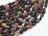 Watermelon Tourmaline, 6x8mm Nugget Beads, 15.5 Inch-BeadDirect